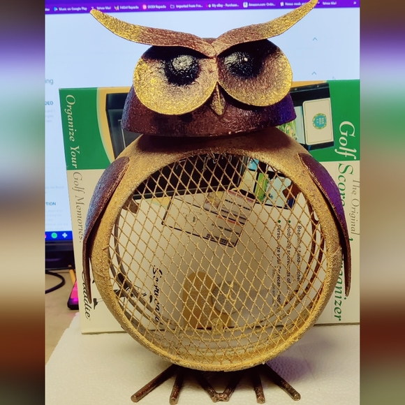 Bronze Scrap Metal Owl 12" Tall - Picture 6 of 7